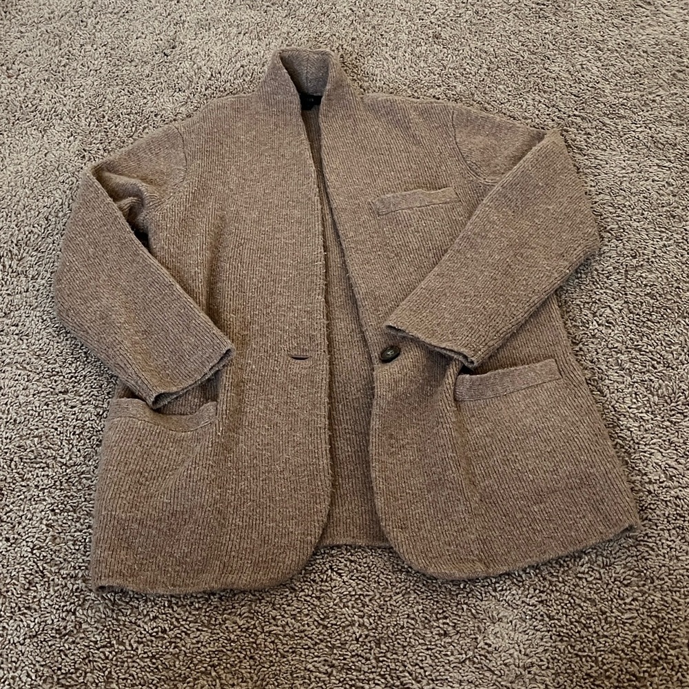 J. Crew Women’s Cocoon Sweater Blazer BA551 Heather Mushroom Size XS